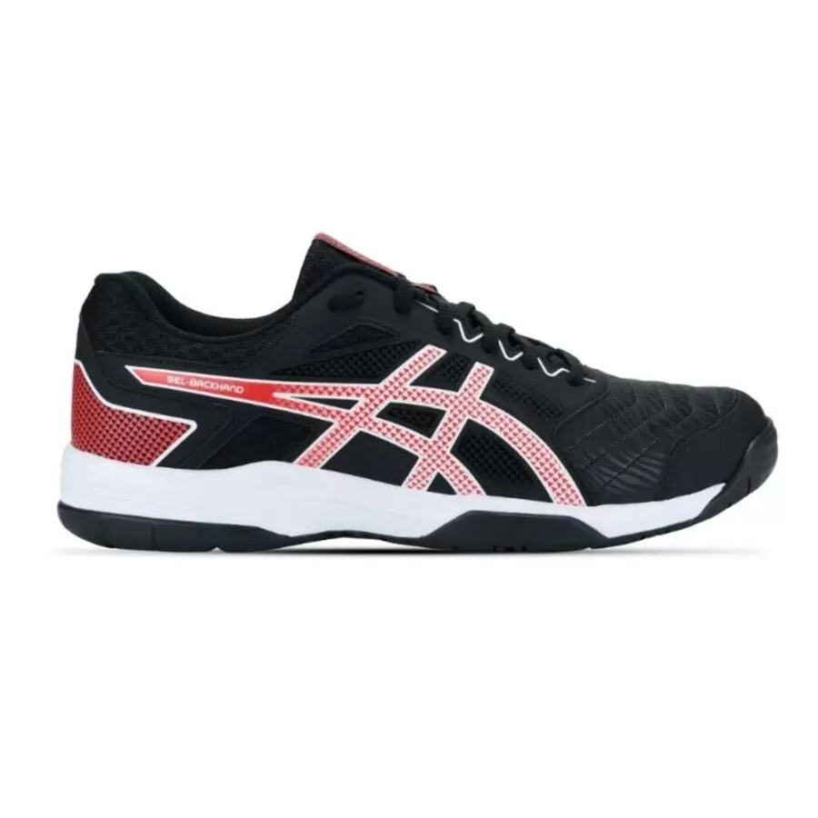 TENIS ASICS GELBACKHAND  Preto vermelho e branco