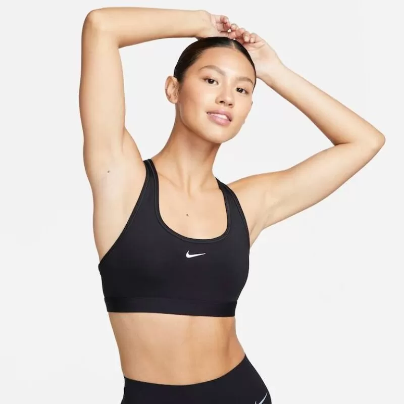 TOP NIKE SWOOSH LIGHT SUPPORT - Preto e branco