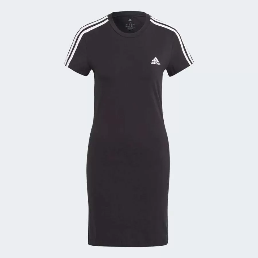 VESTIDO CAMISETA ESSENTIALS 3STRIPES  Preto e branco